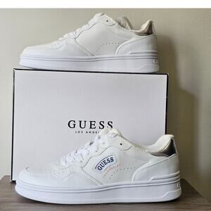 GUESS Women's Sybela Lace Up Round Toe Causal Sneakers Size 11 White NWT
